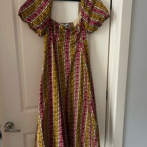 Hill House Women’s Maxi Dress in Mustard Yellow and Magenta Stripes